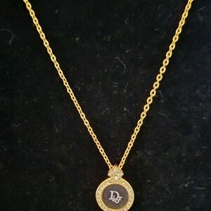 Dior Gold Necklace with Crystal Pendant
